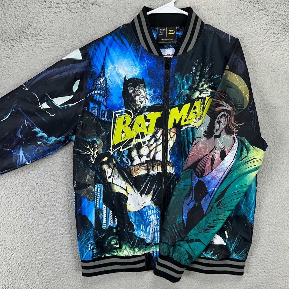 Tango Hotel Adult Mens Bomber Jacket Medium Multi Batman Joker Full Zip Pockets
